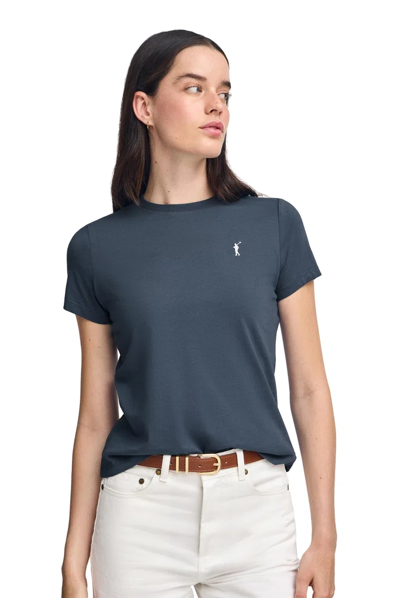 Polo Club Camiseta Mujer Cuello Redondo Manga Corta 100% Algodón - Logo Bordado