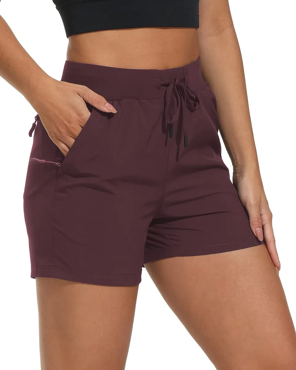 Pantalones Cortos de Senderismo para Mujer - Shorts Deportivos con Cremallera 4" - Secado Rápido, Ligeros para Trekking, Running, Golf y Outdoor
