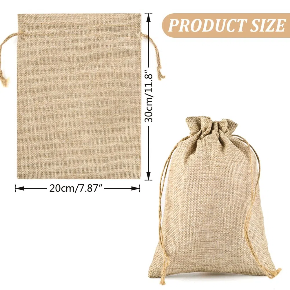 CLYPY 20 bolsas de yute de 20 x 30 cm con cordón, bolsas de tela con cordón, bolsas de yute para rellenar, bolsas de yute para Navidad, bolsas de regalo para bodas, recuerdos, Navidad (natural)