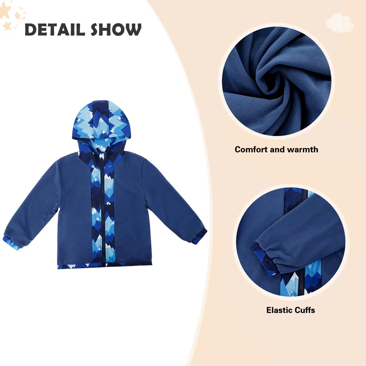 LACOFIA Chaqueta Impermeable para Niños con Forro Polar Cazadora Cortavientos Abrigos Cálida con Capucha Chubasquero Otoño/Invierno para Niños 3~12 años