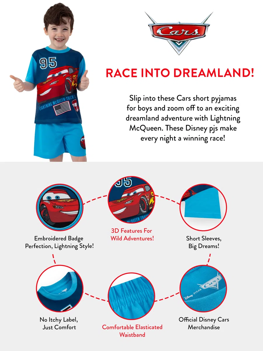 Disney Cars Pijama Niño, Pijama Cars Niño Verano, Pijamas Chulos Rayo Mcqueen