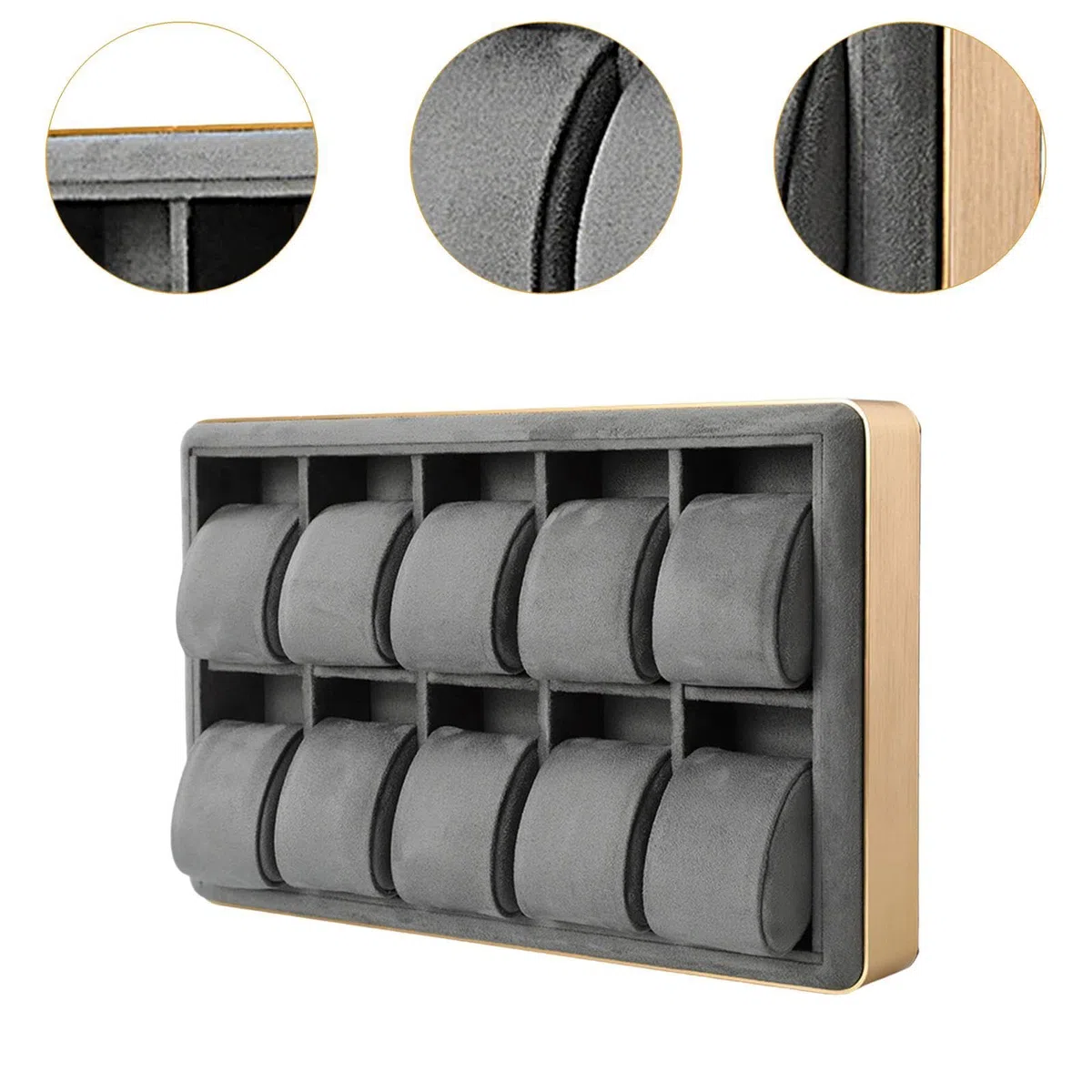Bandeja para Relojes Y Joyas, con 10 Compartimentos, de Aleación de Aluminio. Organizador para Guardar Relojes Y Coleccionar, Ideal para El Hogar, Tan, Gris, universal