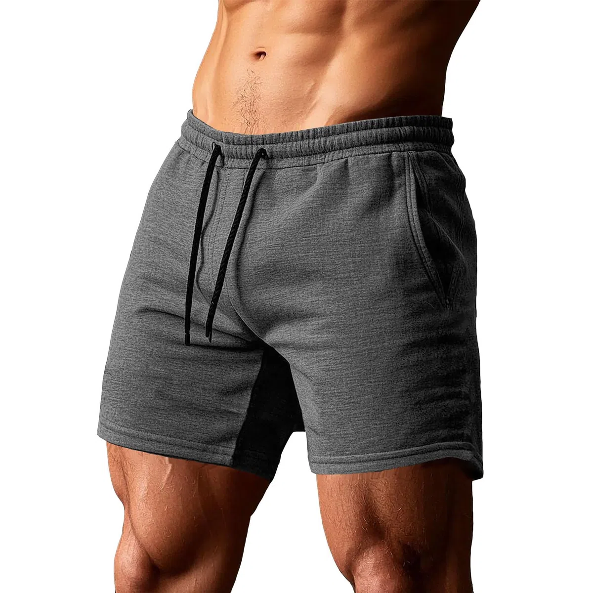 Pantalones Cortos Deportivos Hombre Casuales Gimnasio Entrenamiento Pantalones Cortos Fitness Pantalón Elástica Cintura con Bolsillo Algodón Jogger Shorts