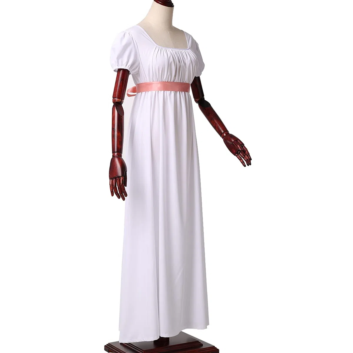 BLESSUME Vestido de Regencia para Mujer Manga Abullada con Volantes Cinturón Vestido de Fiesta con Cintura Imperio