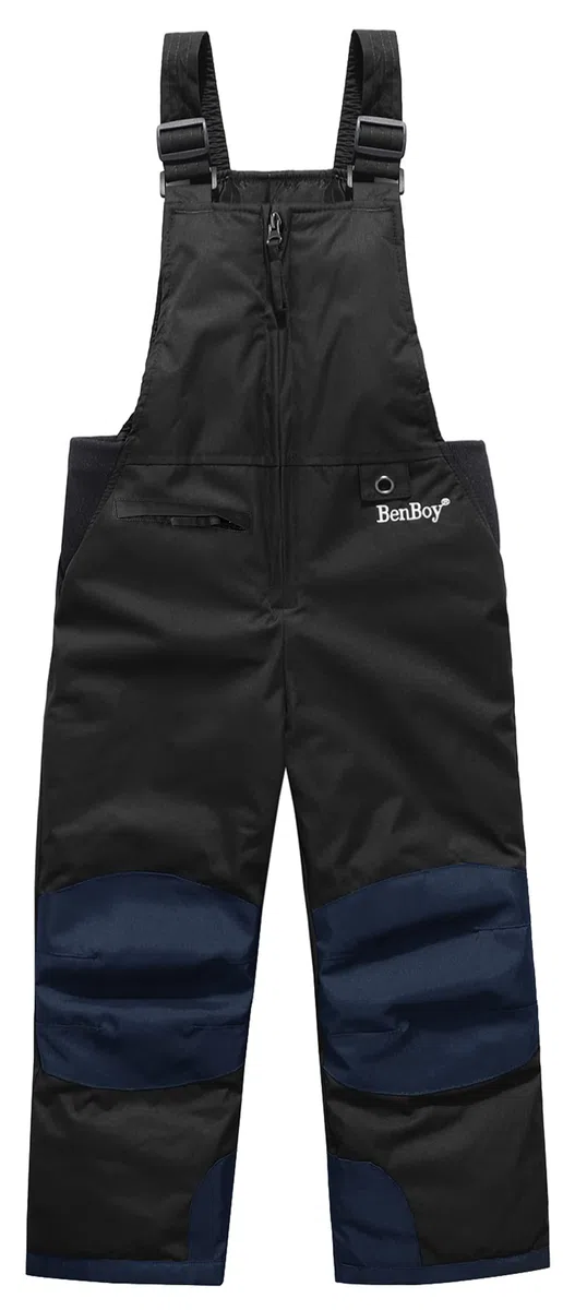 BenBoy Niño Pantalones de esquí para Softshell Impermeable Térmico Calidez Versátil Correas Ajustables Peto para Montaña Senderismo Nieve Escalada HXK7112-Black-176