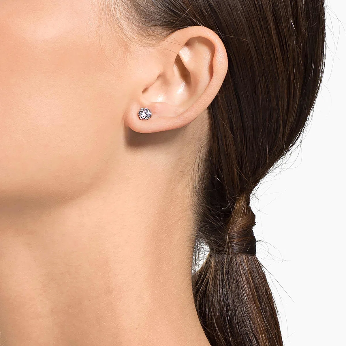 Swarovski Stilla Attract Colección pendientes de botón, blanco, chapado en rodio