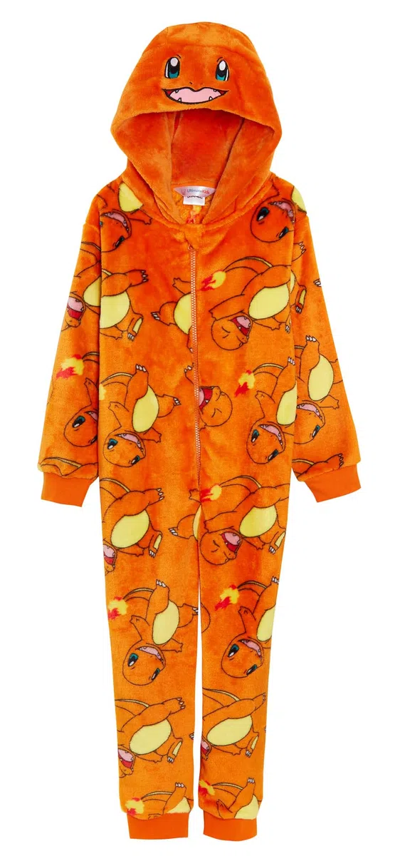 Pokémon Mono Niños Niñas Disfraz Todo en Uno Pijama con Capucha 3D de Forro Polar con Cremallera Loungewear