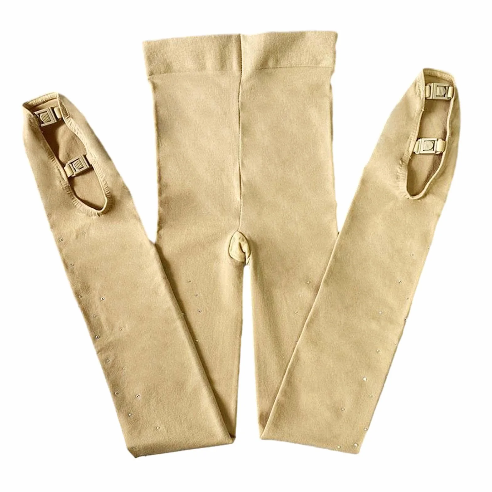 Mallas de patinaje sobre la bota para patinaje artístico con hebillas dobles, leggings para actuaciones de patinaje sobre hielo