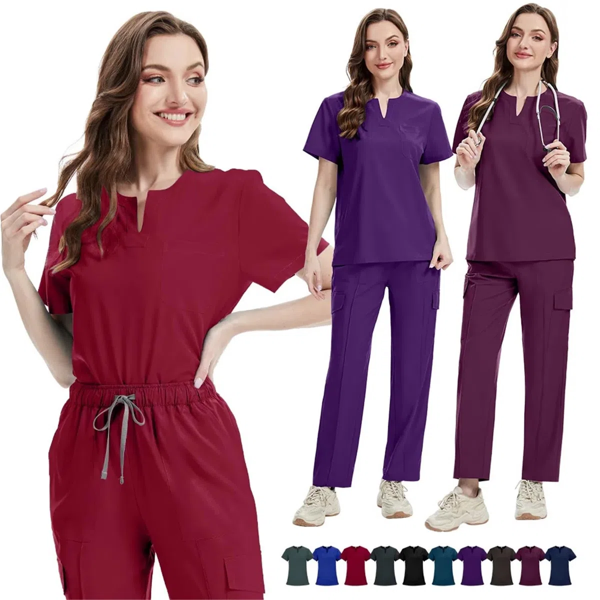 Uniformes médicos Bata Uniforme Mujer artículos de enfermería Accesorios Enfermeras clínica Traje médico salón Belleza SPA para AtencióN MéDica, SalóN De Belleza(Blue,L)