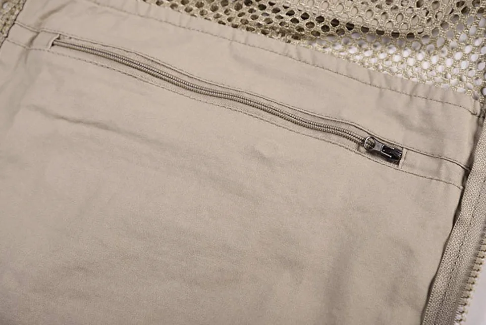 Chaleco de Pesca Multibolsillo De Pesca Piezas Chaqueta Malla Transpirable Chaleco al Aire Libre Hombres