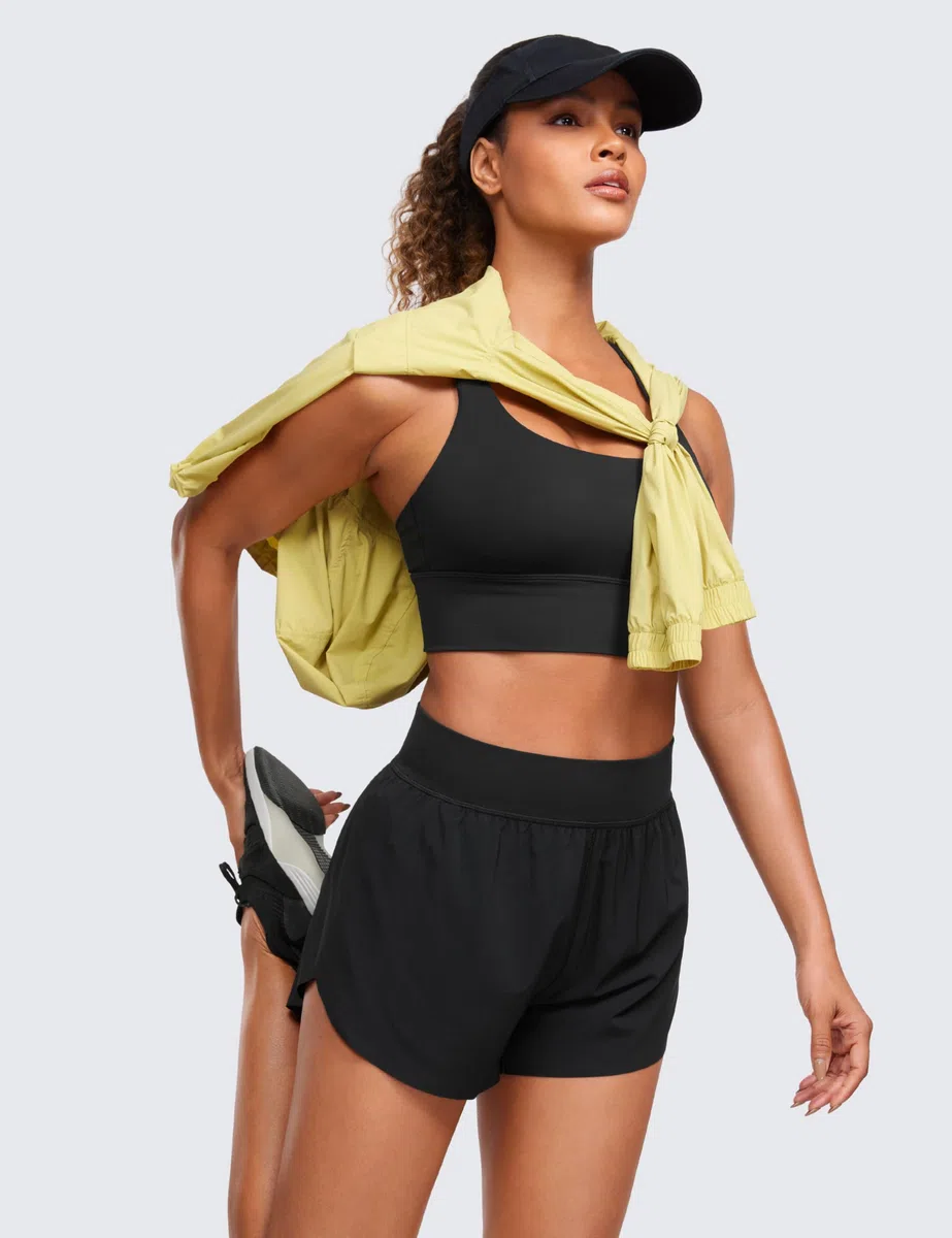 CRZ YOGA Pantalones Cortos para Correr Dolphin de Cintura Alta para Mujeres