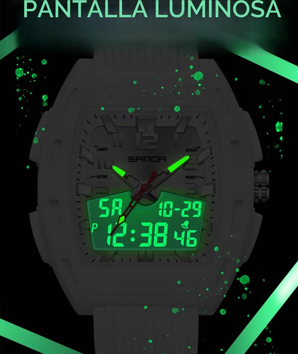 Relojes de mujer para mujer Relojes rectangulares únicos para mujer Relojes deportivos analógicos digitales con alarma cronómetro resistente al agua Señal horaria 12/24H Iluminación Reloj de