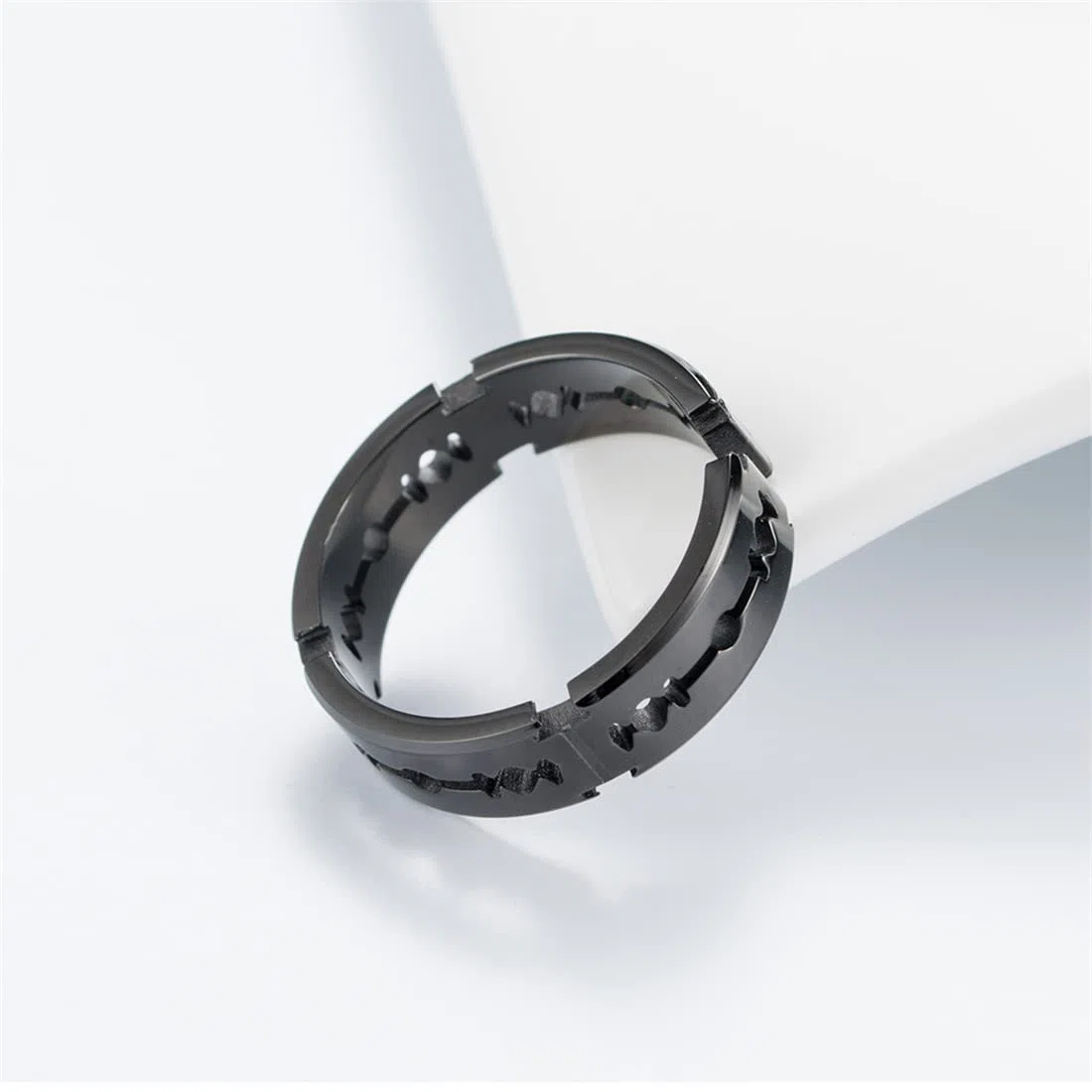 RIUKIU Anillo Hoja De Afeitar Abierta, Anillos De Acero Inoxidable De Moda Para Hombre Y Mujer