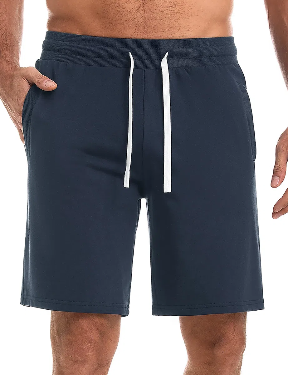 iClosam Pantalones Cortos Casuales Hombre 100% Algodón Holgados Shorts Deportivos Hombre Running con Cordón para Running, Fitness, Caminar