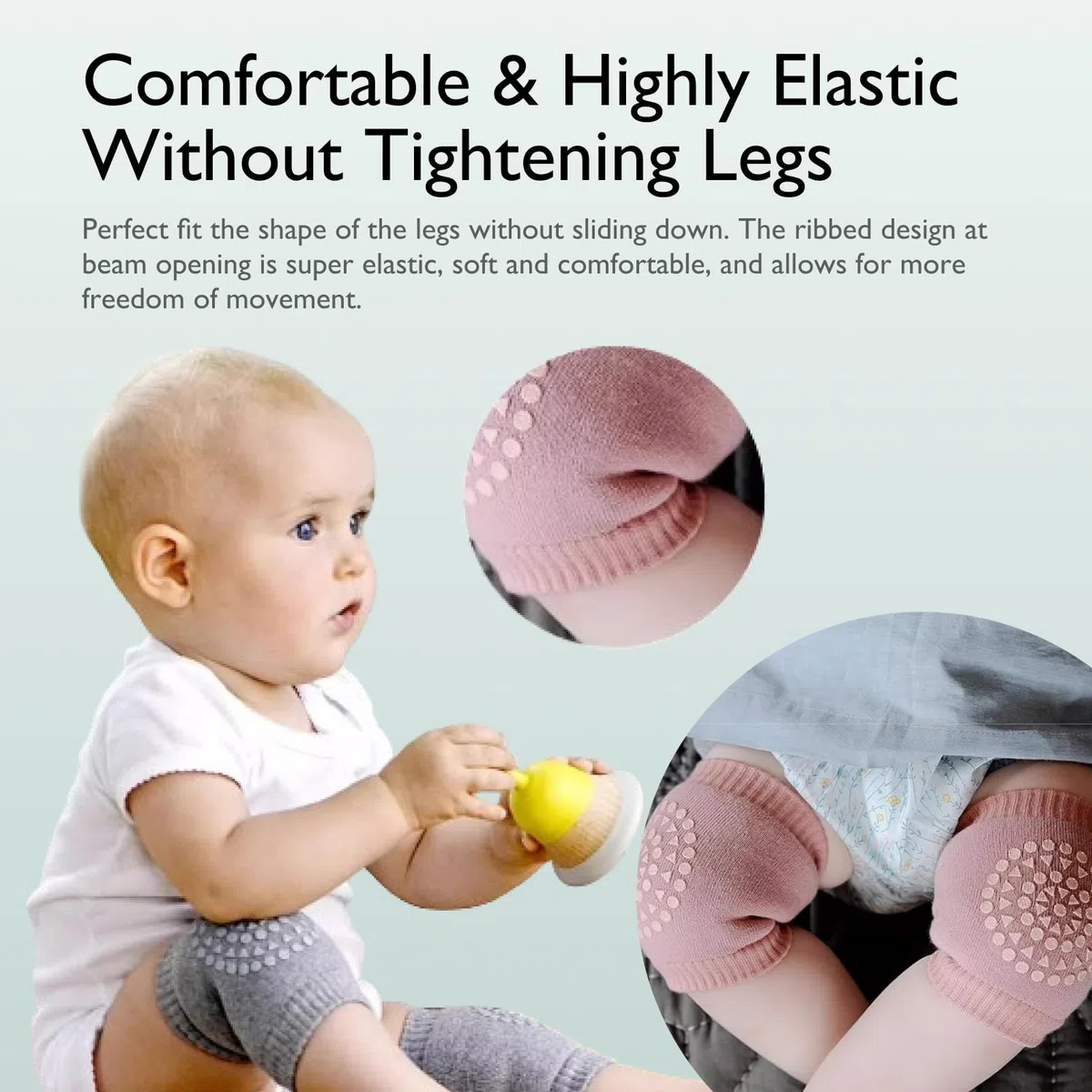4 Pares Rodilleras Bebe Gateo, Antideslizantes Rodilleras Elásticas Odilleras Bebe Niños Calentador para Bebé 0 a 24 meses