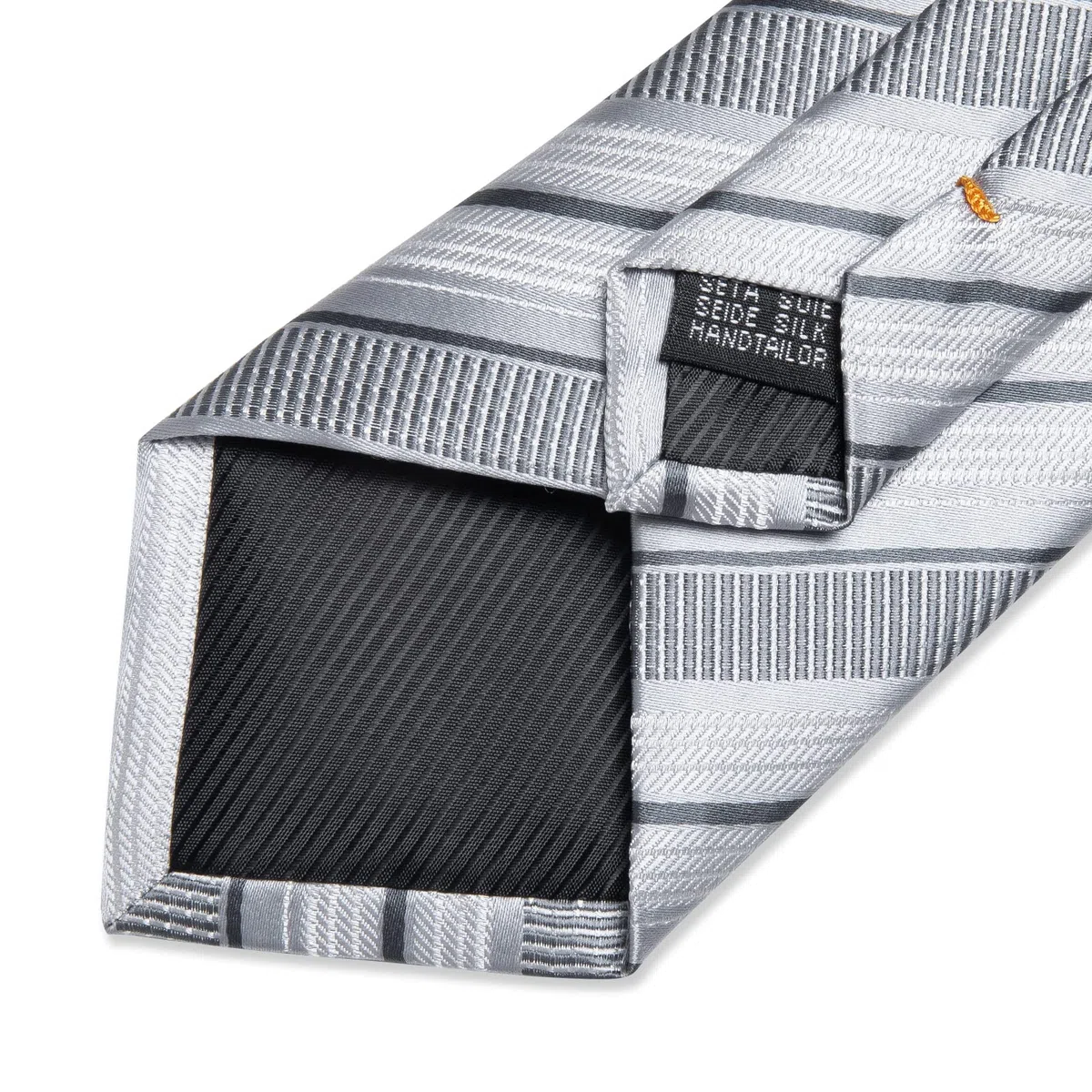 DiBanGu Conjunto de corbata de seda a rayas para hombre, corbata a cuadros con pañuelo de bolsillo, gemelos y clip de corbata para boda formal