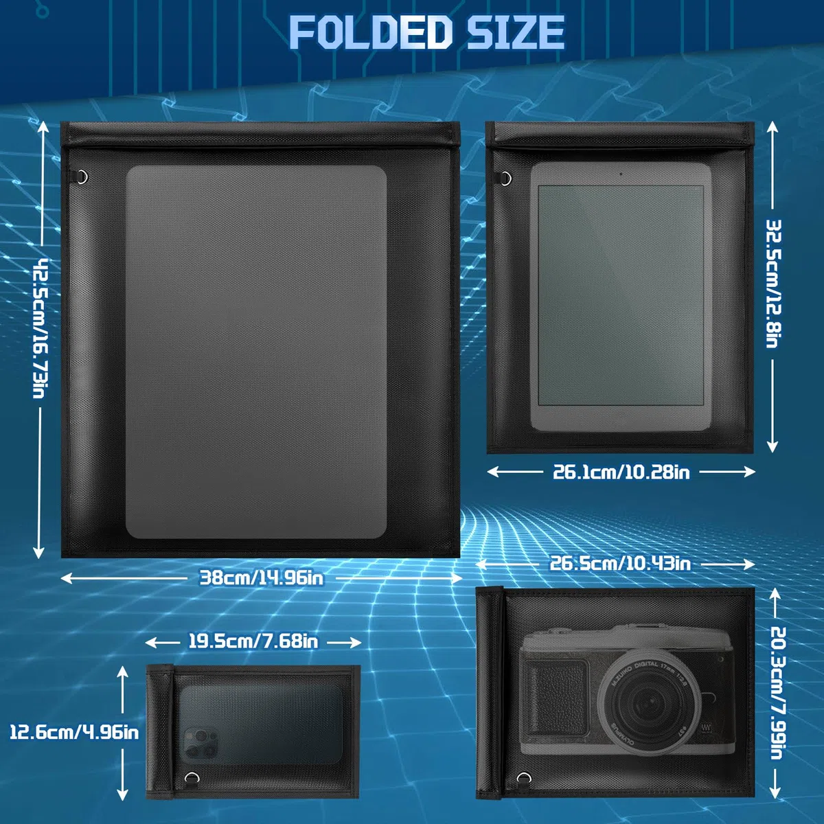 Bolsa Faraday,4 Piezas Faraday Bag Protectora EMP para TeléFonos MóViles,Ordenadores PortáTiles,Tabletas,Llaves de Coche,Gran Bolsa de Blindaje de SeñAl,ProteccióN EMP Impermeable e IgníFuga