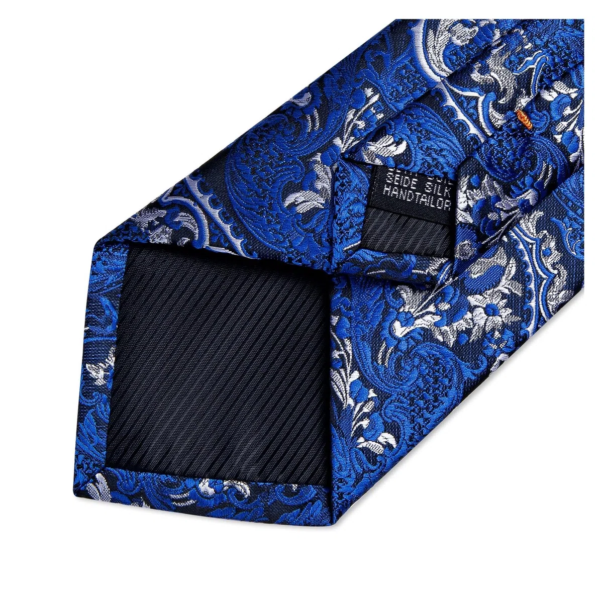 BAFAFA Corbatas de seda paisley azul plata para hombre 8 cm corbata de boda formal de trabajo conjunto pañuelo gemelos regalo for hombre