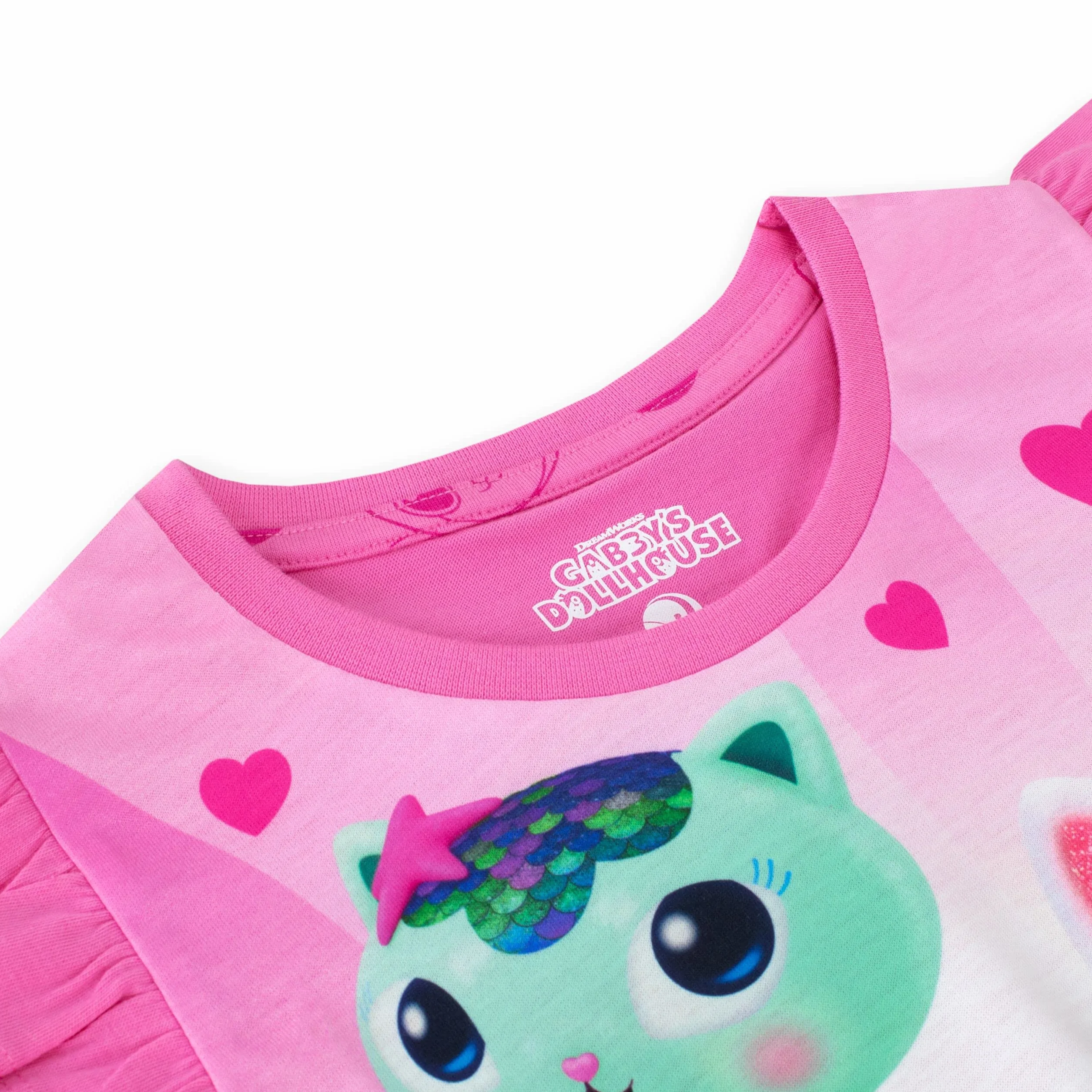 DreamWorks Girls Gabby's Dollhouse Pijama de Manga Corta con Volantes Conjunto de Pijama para niños