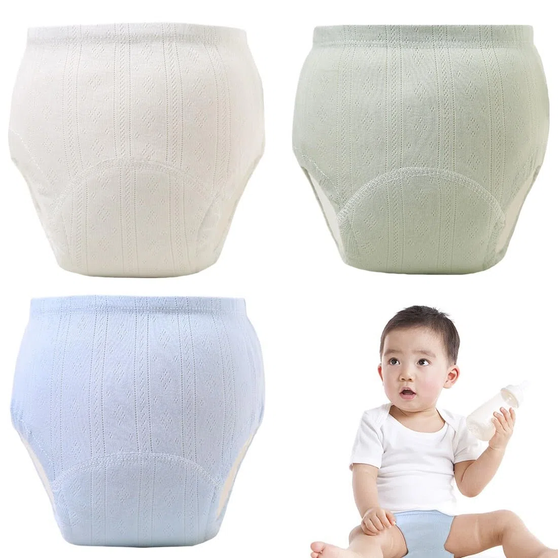Calzoncillos higiénicos, Ropa interior higiénica para niños y niñas, 100% algodón, lavables, reutilizables, 3 piezas Calzoncillos higiénicos para niños