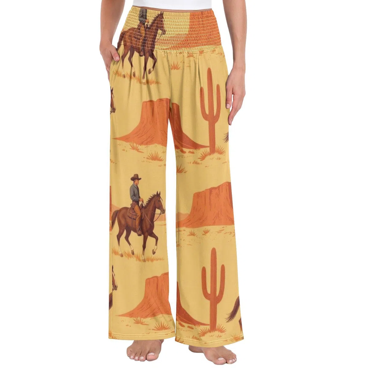 Cowboy Mesa Palazzos - Pantalones de viaje informales resistentes a las arrugas para mujer