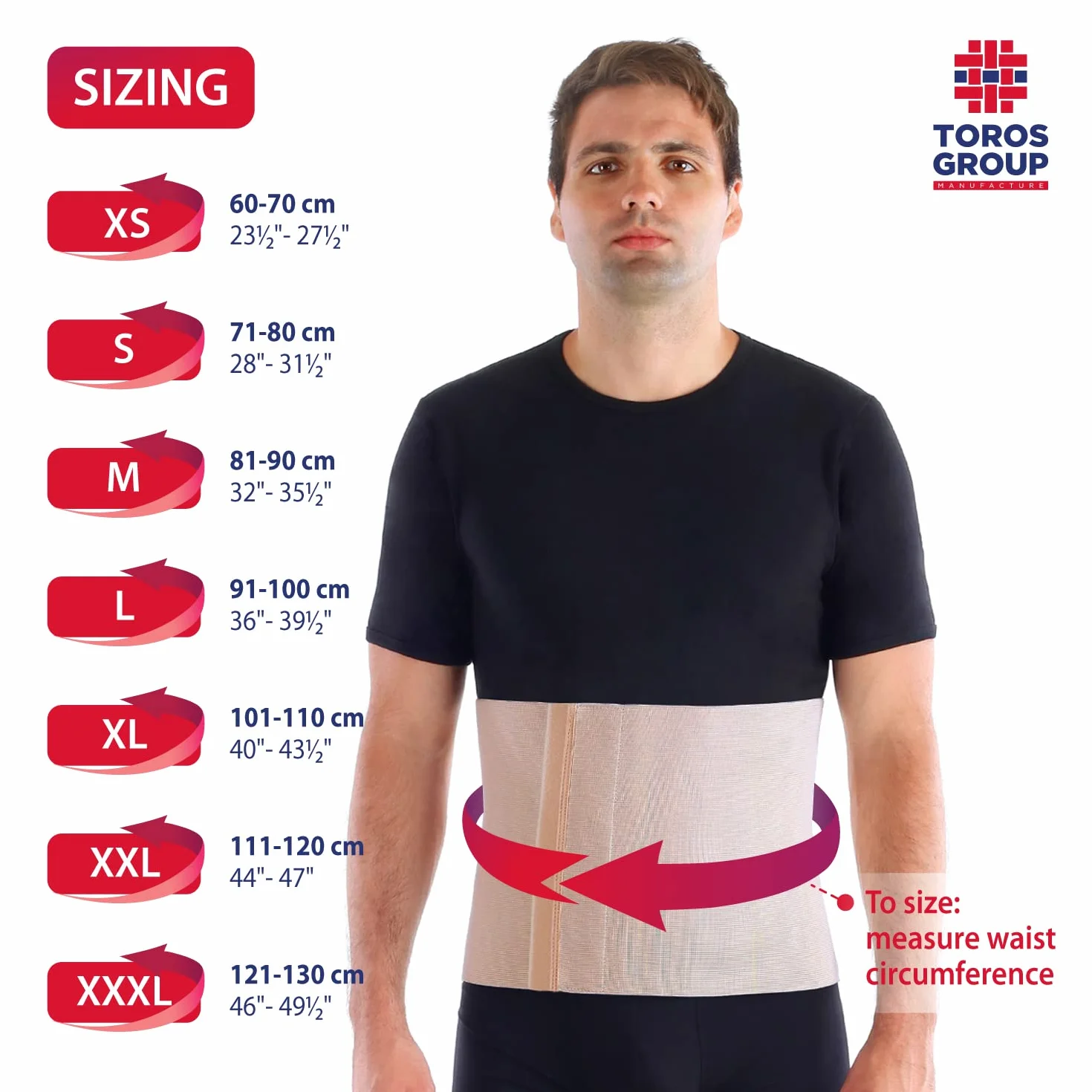 TOROS-GROUP Cinturón elástico postoperatorio abdominal 24cm / Faja postparto y postoperatorio/Apoyo de los músculos abdominales y lumbosacro/Unisex/MEDIUM Beige