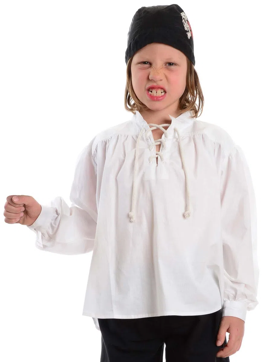 HEMAD Camisa pirata para niños - Algodón claro - S - XXXL Blanco
