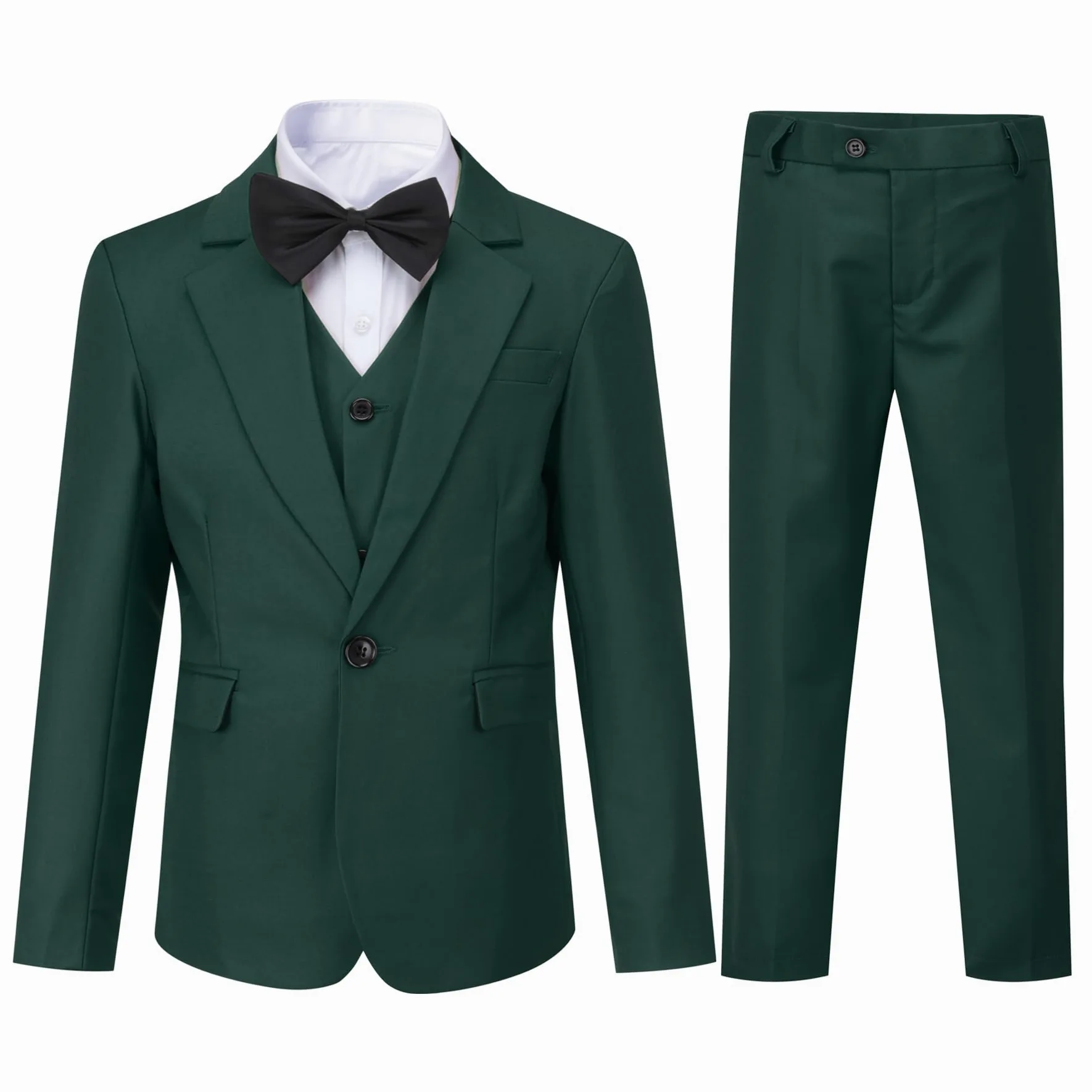 Sliktaa Traje de 3 piezas para niños con cuello de solapa con un botón, trajes para bodas, cumpleaños, fiestas, bailes de graduación, traje de rendimiento, chaleco, pantalones, multicolor
