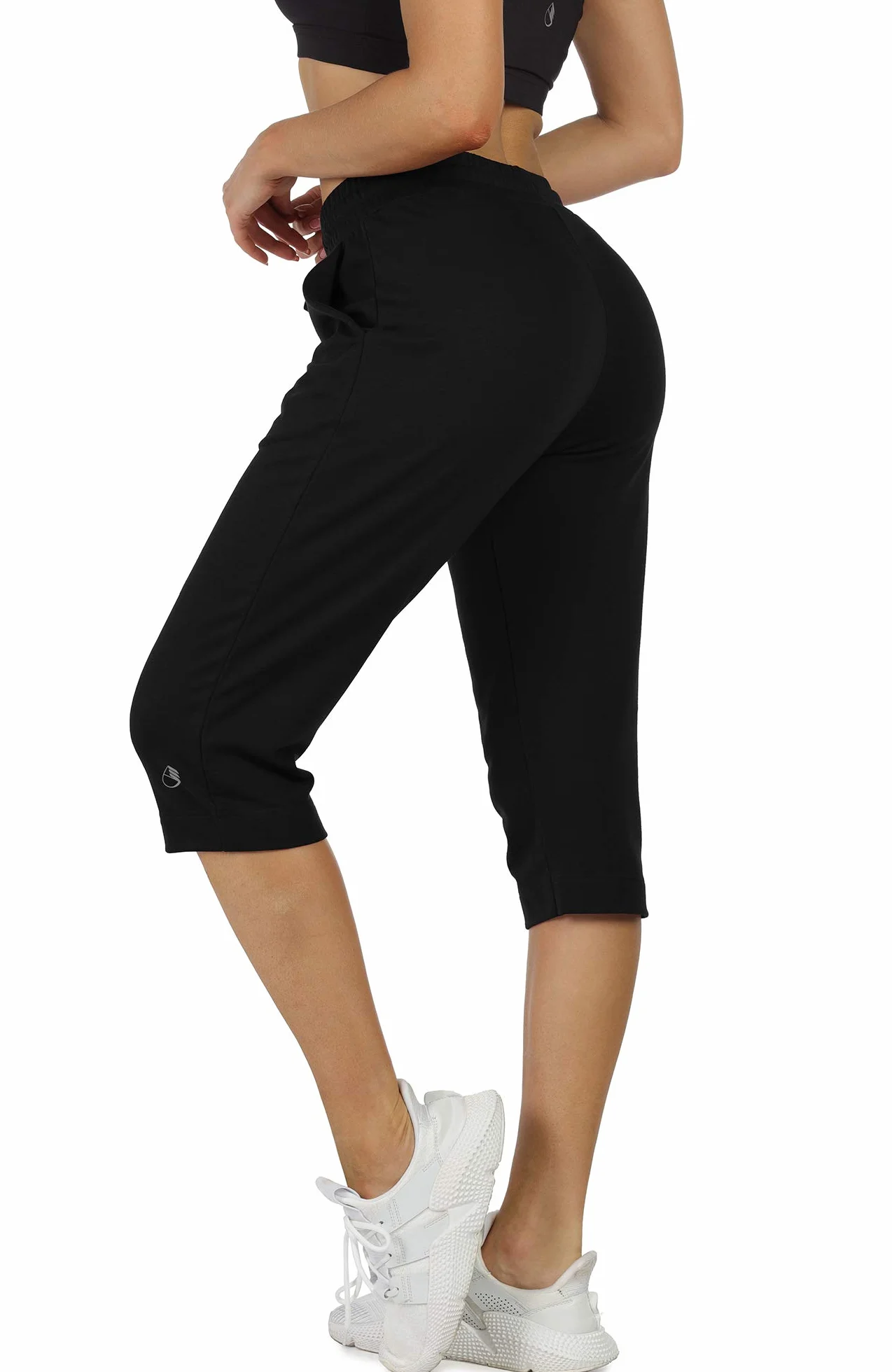 icyzone Pantalones Deportivos 3/4 para Mujer, Pantalones de chándal Informales, Pantalones Rectos con Bolsillo Verde
