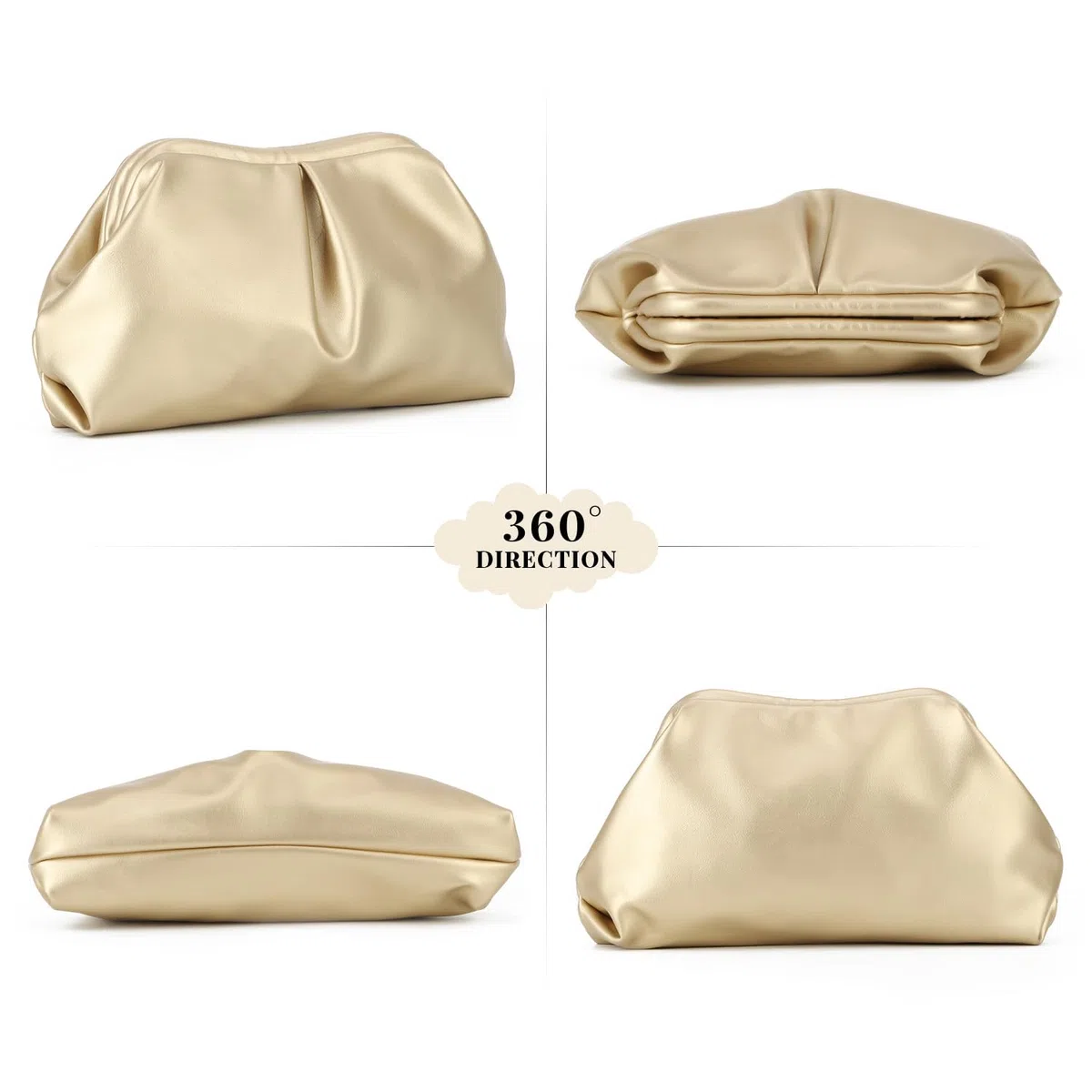 Bolsos de mano de cuero PU suave para mujer Bolso de noche formal Bolso de mano elegante