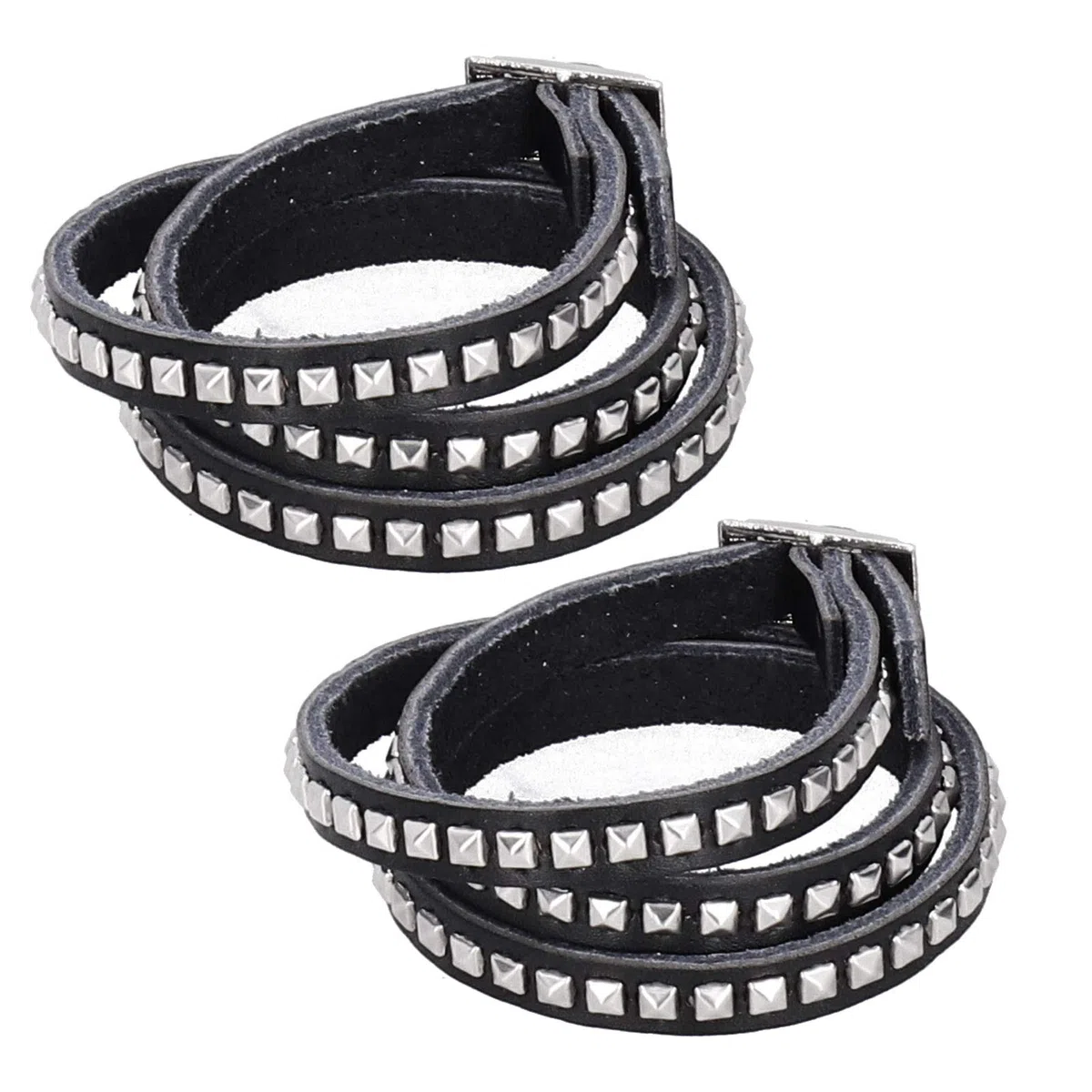 Atyhao Pulsera Punk, 2 Piezas de Pulseras de Cuero con Remaches Ajustables, Pulseras Anchas de Punk Rock, Pulsera de Hip Hop para Hombres, Mujeres
