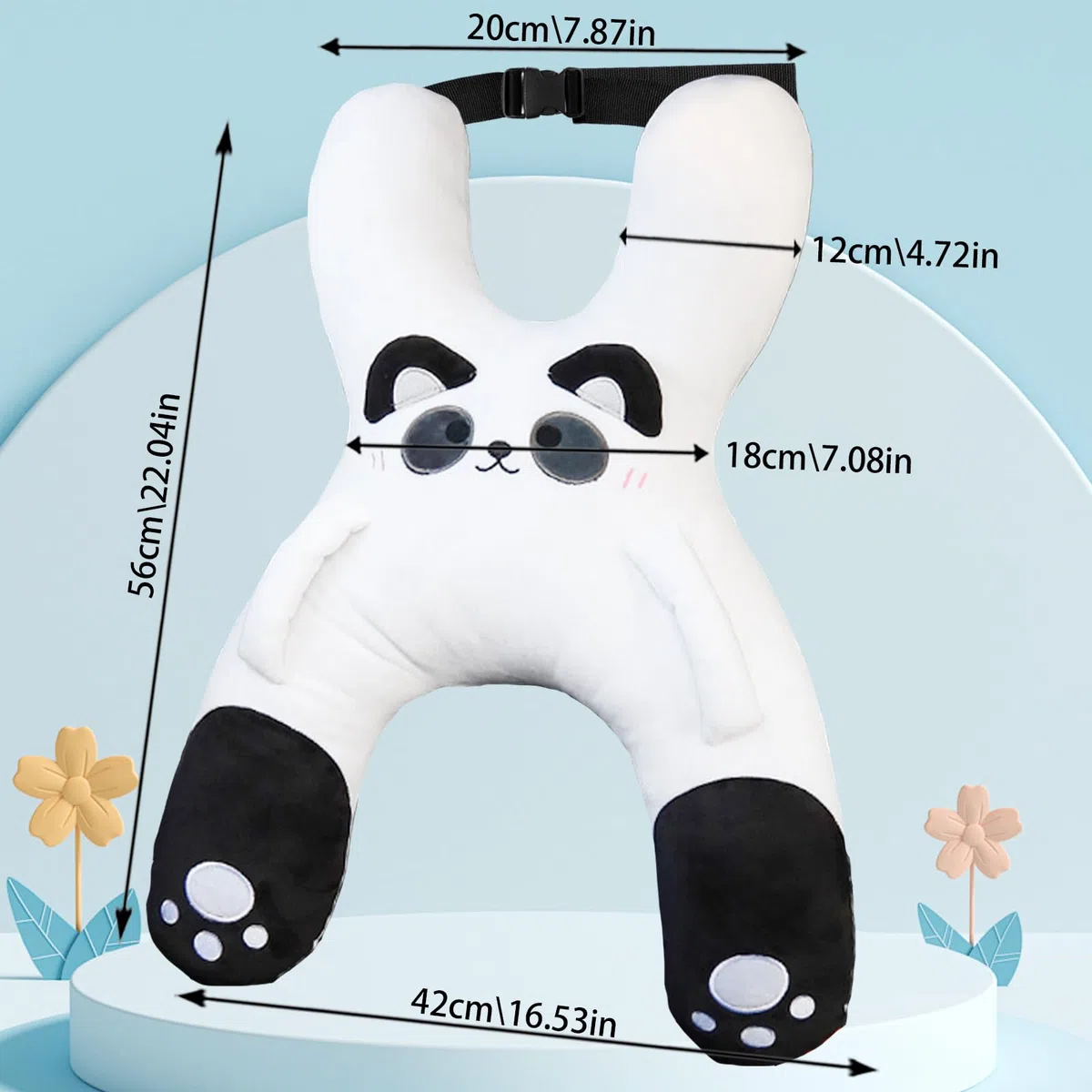 Almohada para dormir en forma de H, para coche, para niños, para dormir, adecuada para viajes, coche, avión, tren, autoconductor, viaje (blanco y negro)