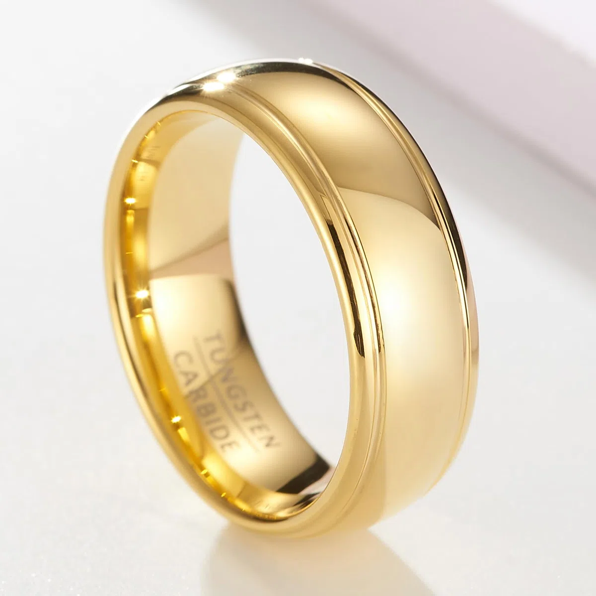 Anillos de boda dorados de carburo de tungsteno para hombre y mujer con un ancho de 8 mm, adecuados para bodas, compromisos, aniversarios y regalos.