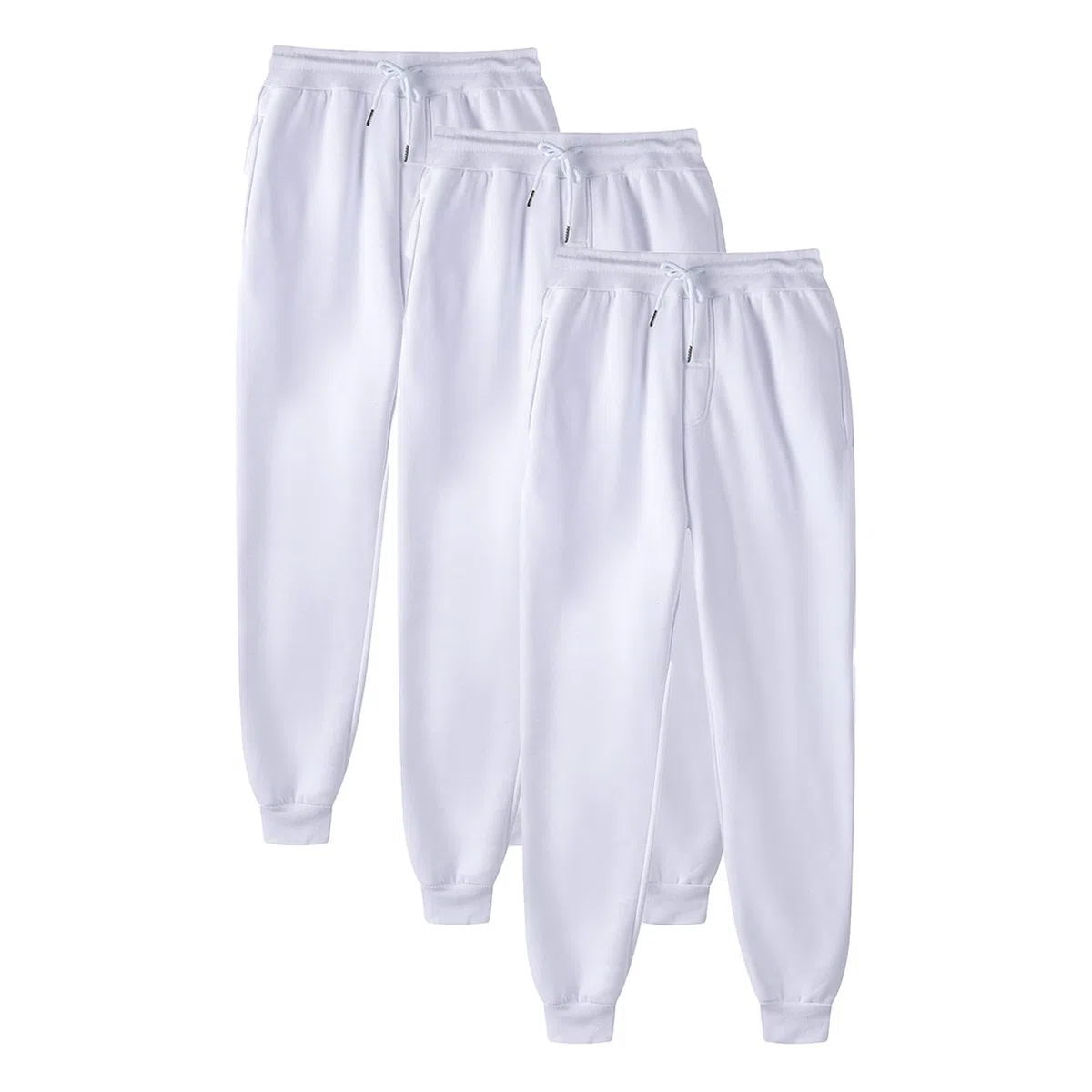 Pack de 3 pantalones de chándal unisex para otoño/invierno, cintura alta, cintura alta, pantalones de fitness, monocolor, elásticos, ligeros y cómodos, pantalones de chándal para correr al aire libre