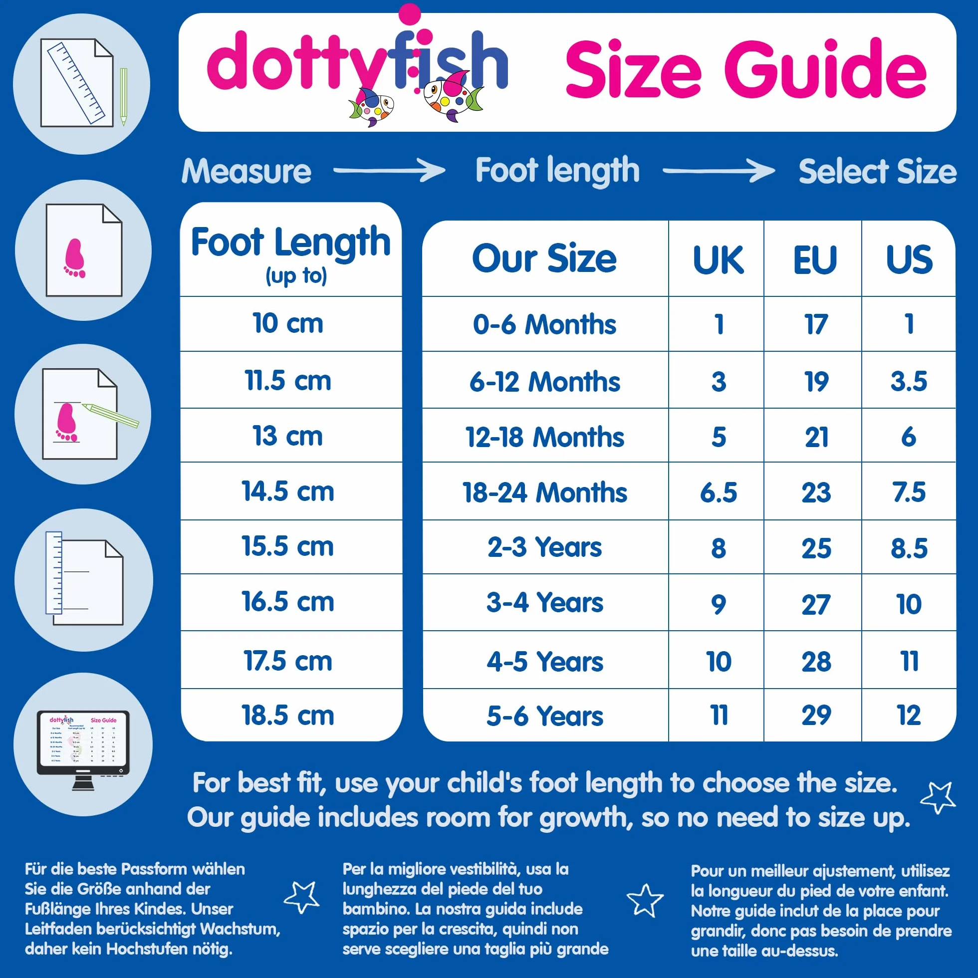 Dotty Fish Calzado Minimalista para bebés y niños. Zapatos Unisex de Piel Suave con Suela Antideslizante. Ligeros, Flexibles, Respirable y aprobados por podólogos. Tobillo elástico. De 0 a 4 años
