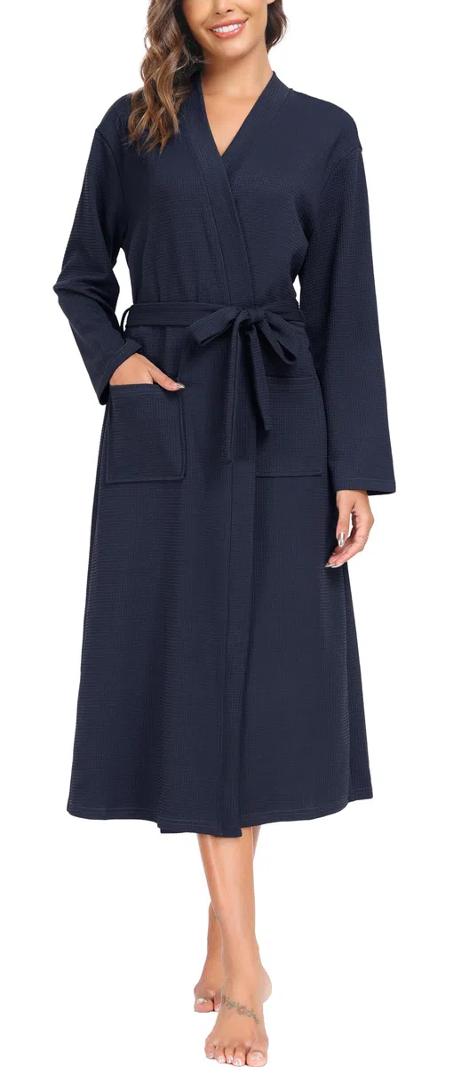 Sopesil Albornoz para Mujeres de Longitud Completa de Gofre Albornoz de Lujo Ligero Suave Loungewear Sleepwear Spa y Hotel para Todo el Año