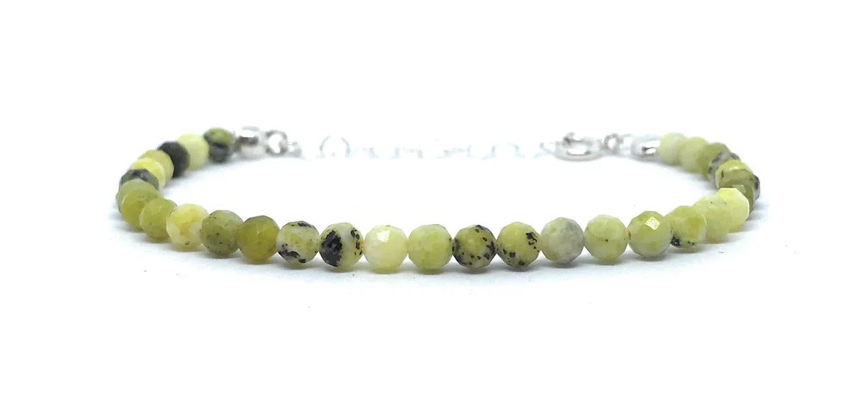 Pulsera de mujer serpentina piedra natural de 4 mm de grosor plata de primera ley ajustable de 16 cm a 19 cm
