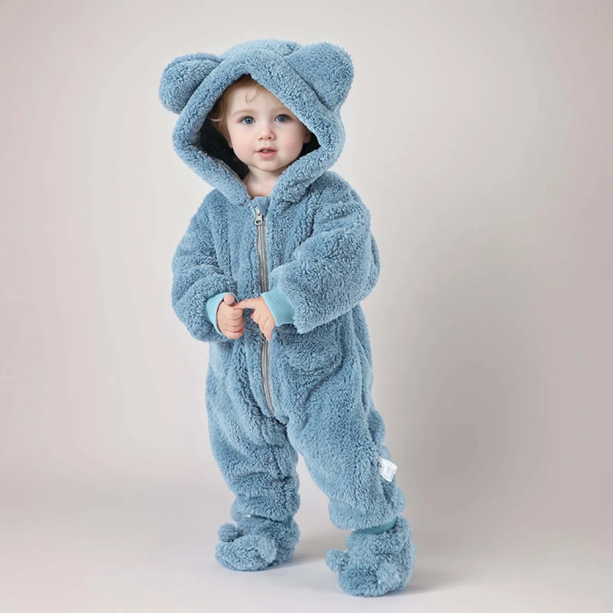 Mono de invierno para bebé Traje Nieve Fleece Lana recién Nacido una Pieza con Capucha Chaqueta Pies Peleles Bebés Pijama 2-36 Meses