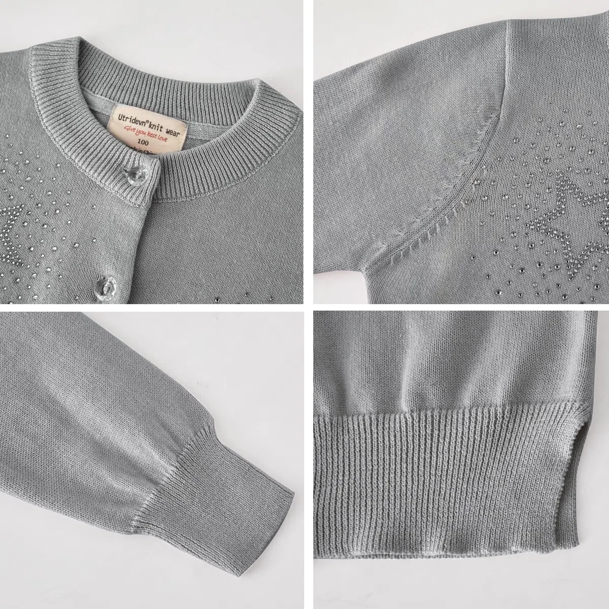 Rolanko Niñas Cardigans, Algodón de Manga Larga Button Down Ropa Escolar Básica, Suéter de Cuello Redondo