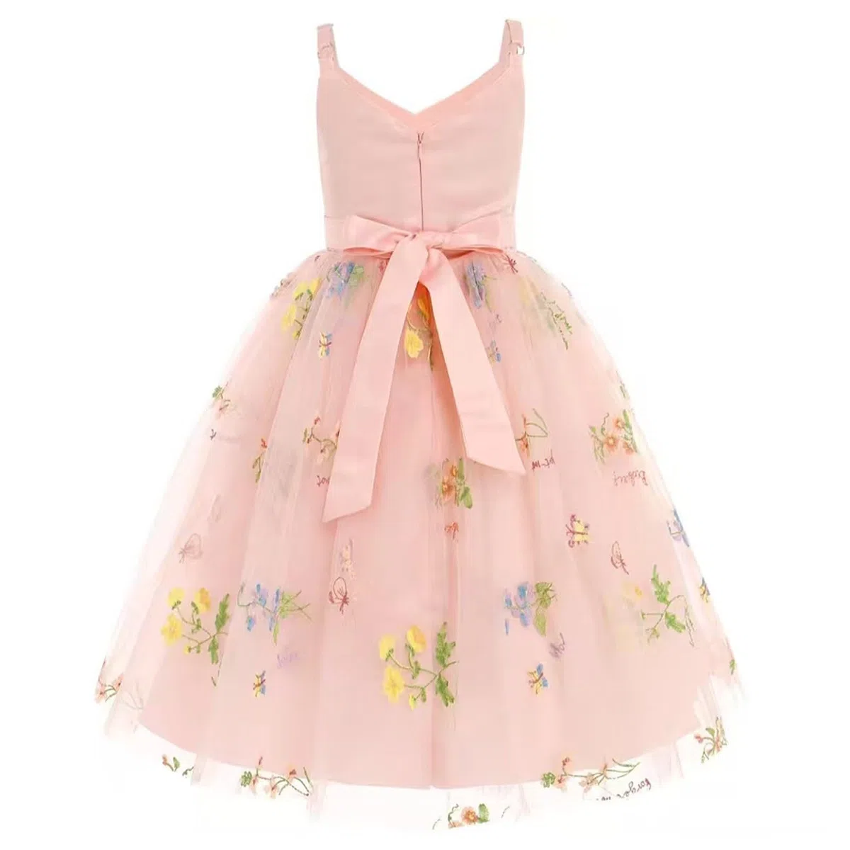 Genérico Vestido de cumpleaños Infantil con Tirantes de Encaje Bordado (3 a 14 años) (6-8 Years)