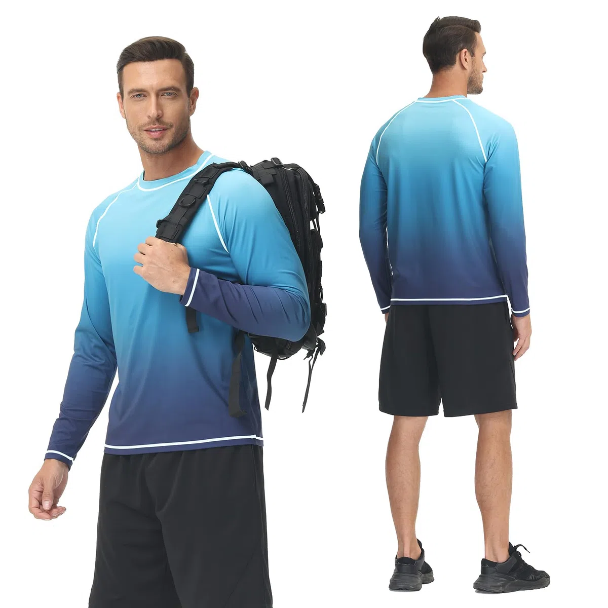 Huayuzh Rashguard Camiseta de natación de manga larga para hombre, de secado rápido, transpirable, para surf, pesca, senderismo