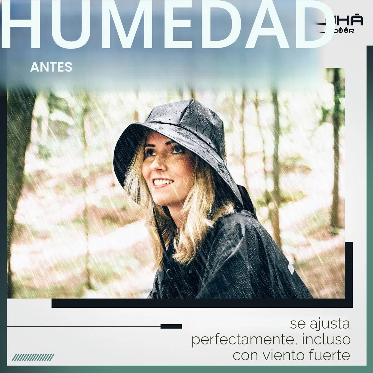AWHA Souwester, sombrero de lluvia, gorra impermeable con ala ancha y orejeras