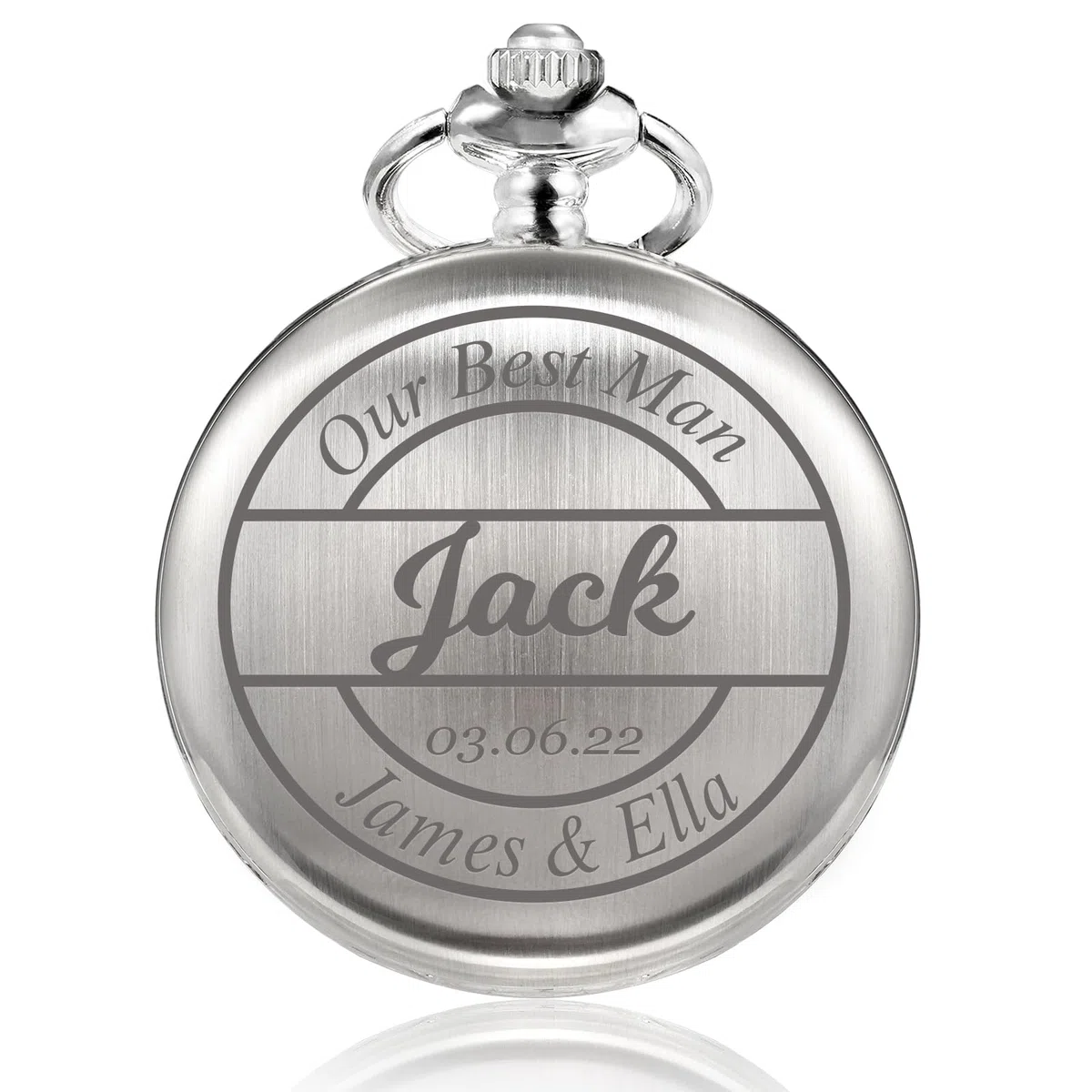 TREEWETO Reloj de bolsillo grabado personalizado con cadena de grabado para hombre, regalo para mejor hombre, relojes de bolsillo de cuarzo, regalos para novios para boda
