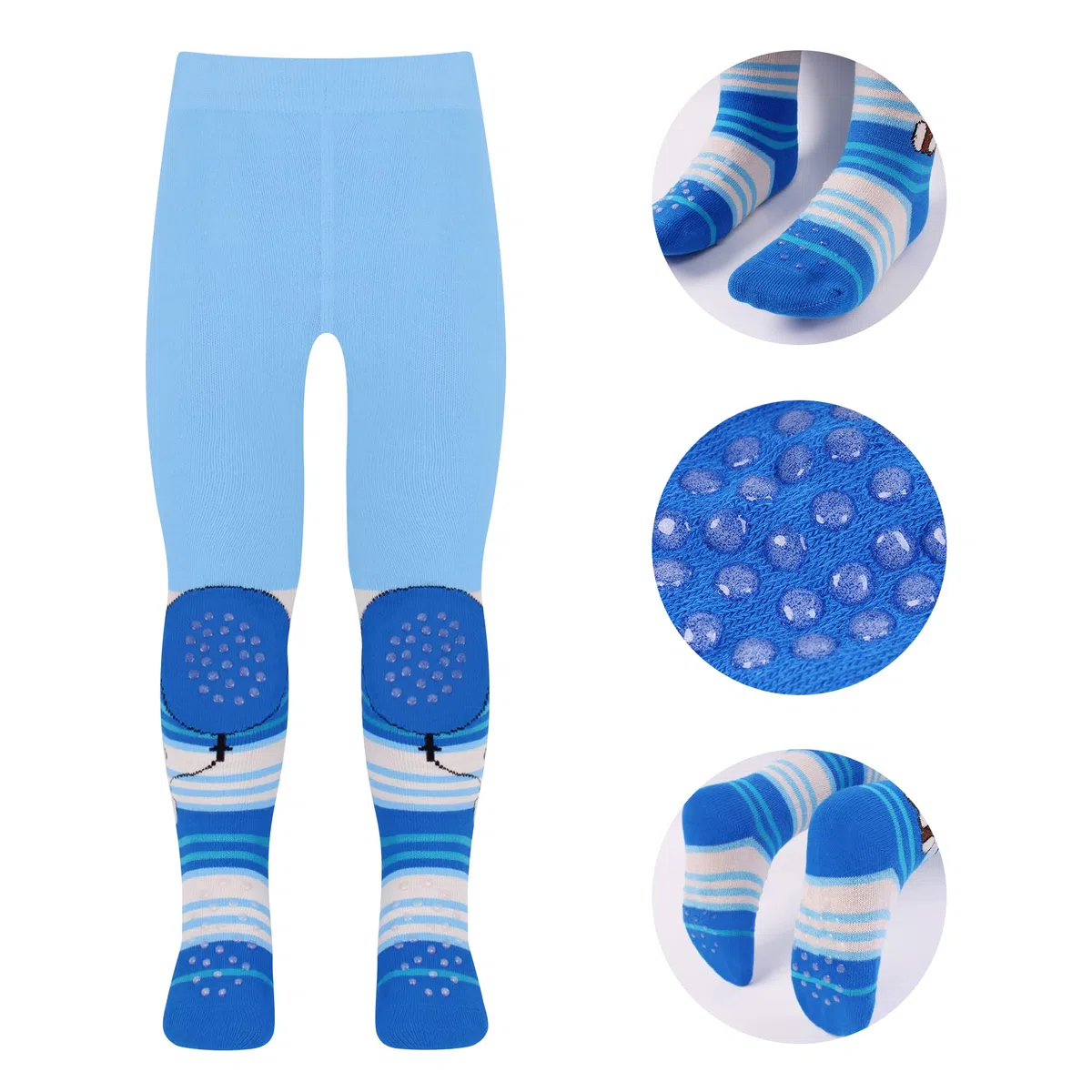 L&K-II Pack de 3 medias para gatear para bebé, niña, niño, con suela de ABS, antideslizantes, diseño de león 2731