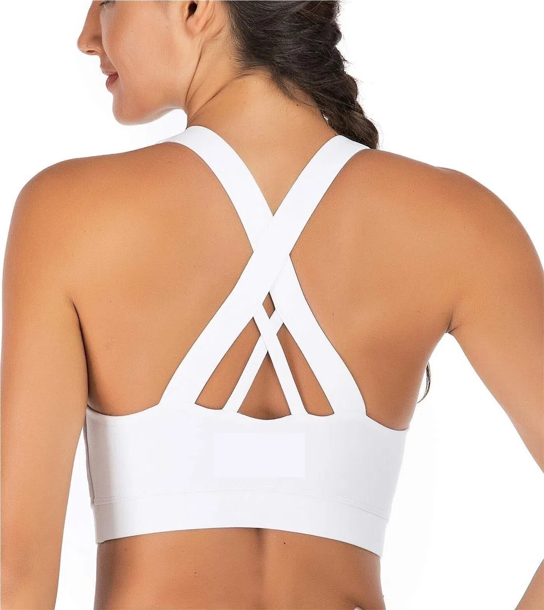 Sujetador Deportivo Mujer Sujetador Deportivo De Apoyo For Mujer, Copas Extraíbles con Tirantes Acolchados Y Espalda Cruzada Sujetador Gimnasio(White,M)
