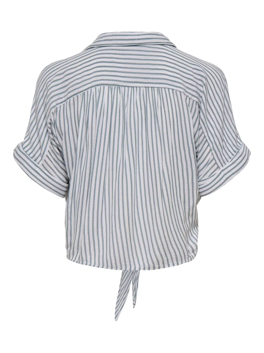 Only Onlpaula Life S/S Tie Shirt Wvn Noos Camisa Femenina Corta Detalle Nudo Mujer (Pack de 1)