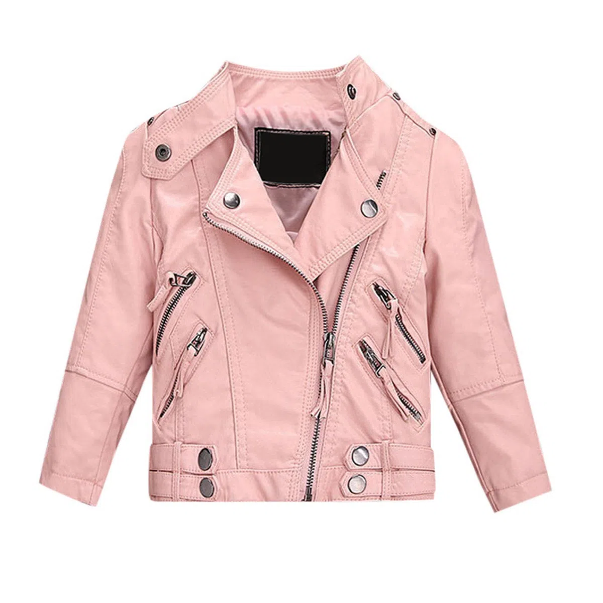Chaqueta de cuero para niña, abrigo de moto, chaqueta de moda de primavera con cremallera para niñas y niños