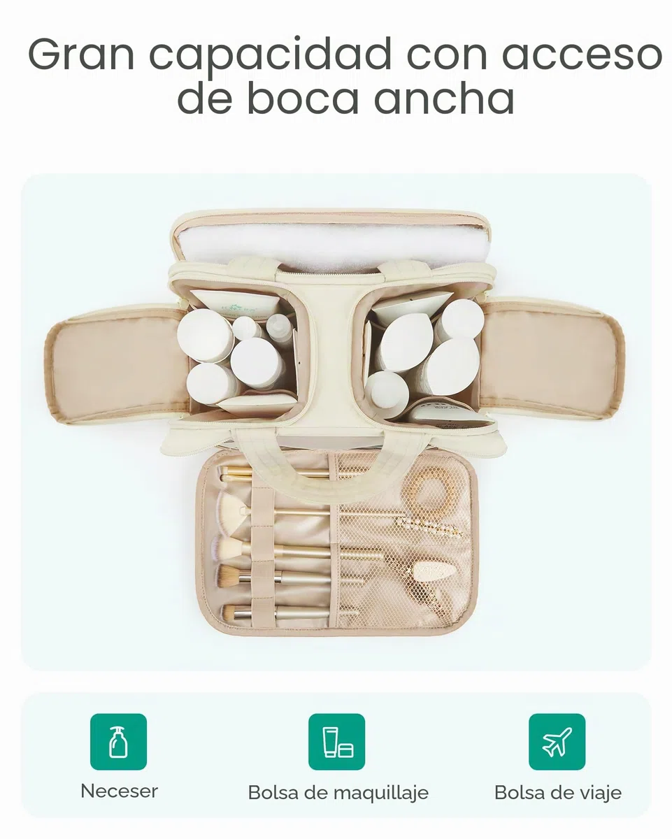 BAGSMART - Neceser de viaje, gran neceser acolchado para mujeres, Negro