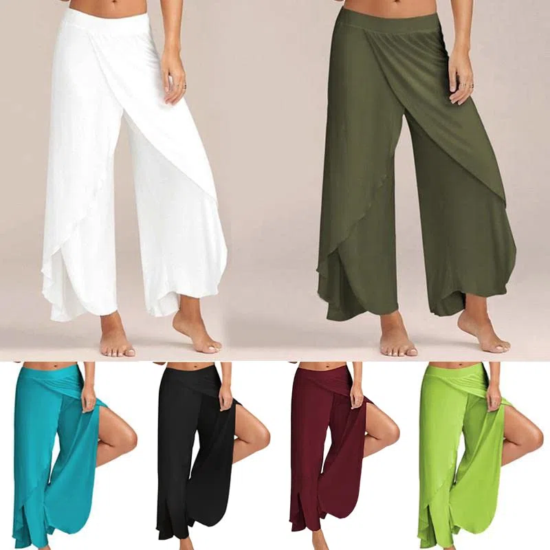 Pantalones de baile para mujer, de gasa, sueltos, para bailar, de pierna ancha, leotardo latino, yoga, práctica, cintura alta, pantalones largos suaves para el hogar