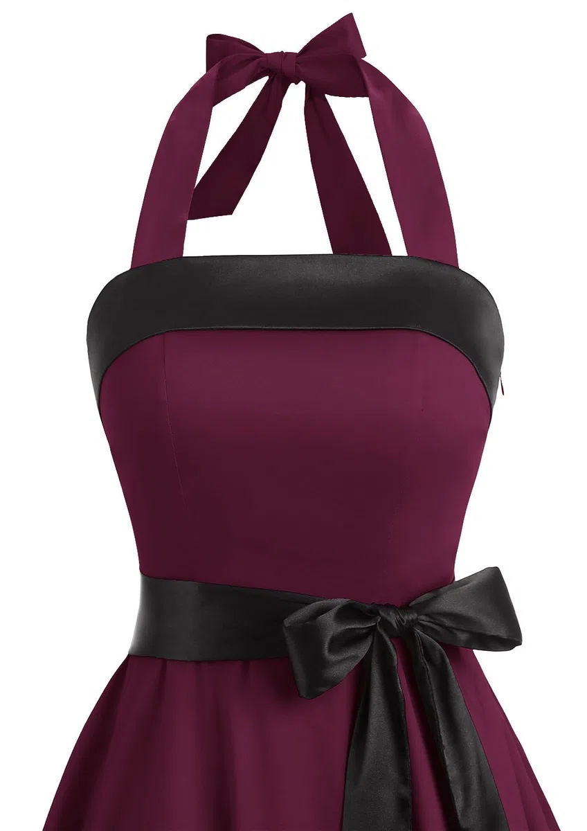 Vestido De Vintage Cóctel 50s Elegante Mujer con Cinturón